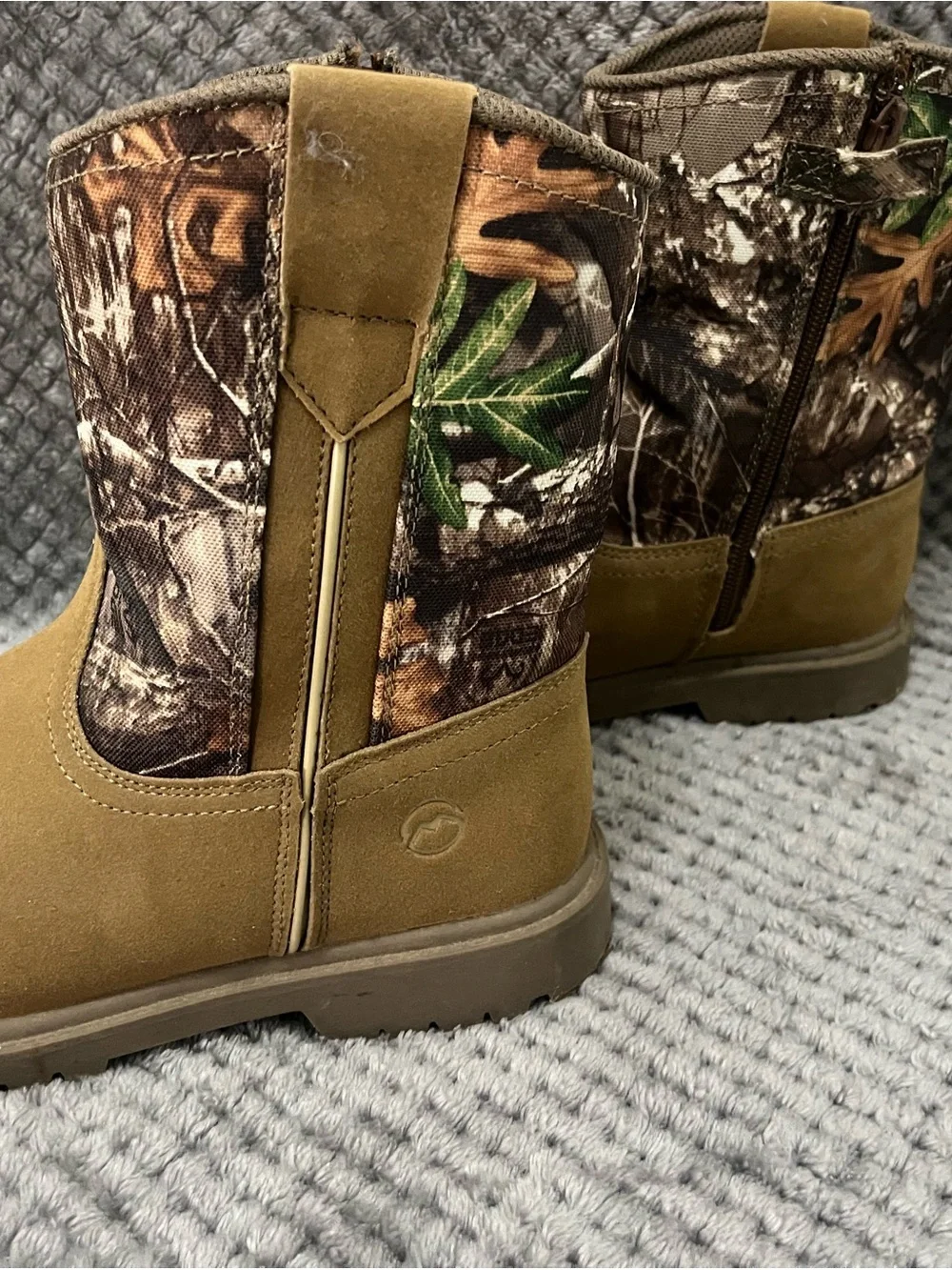 Realtree design✨touth5D✨Kids Brown Camo Pull-On Safety Boots